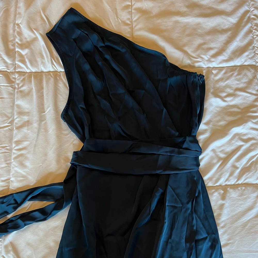 One shoulder satin cocktail dress
